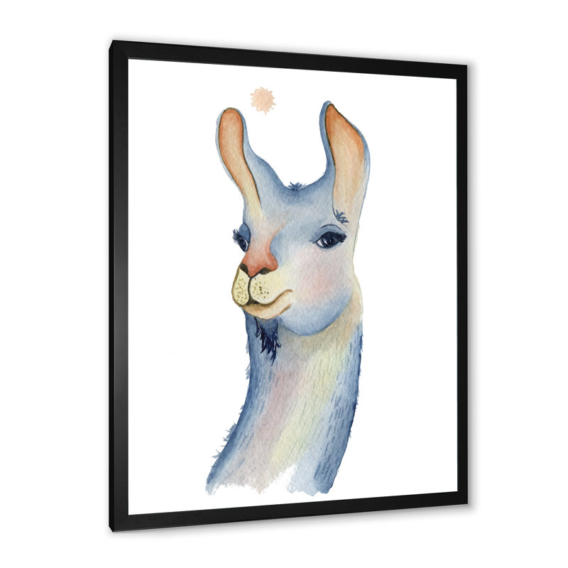 Adorable personnage de lama III - peinture, H 20 po x l 12 po x P 1 po, Cadre photo noir