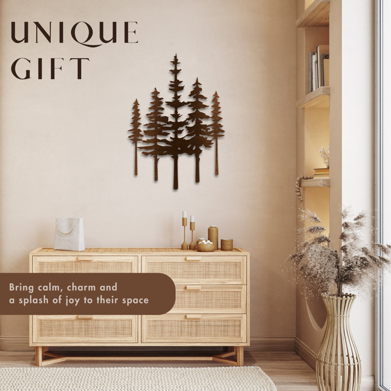 Pin, forêt, art mural en métal - décoration murale chalet rustique