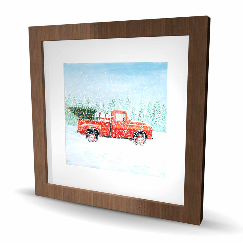 Camion de sapin de Noël | «Transport Snow», reproduction encadrée