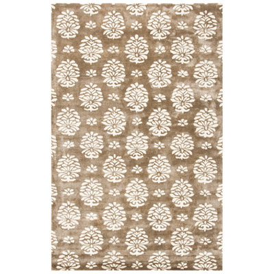 Tapis beige en laine / coton / viscose touffeté à la main Candelo Soho