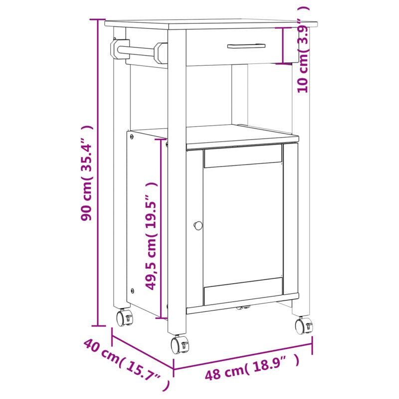 Kitchen Serving Cart, Honey