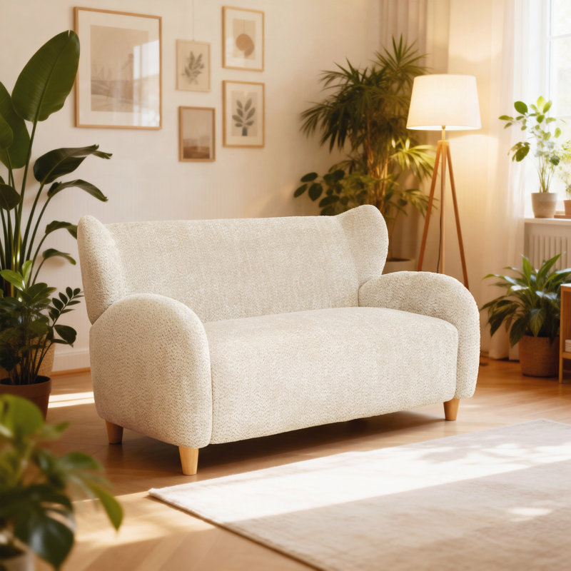 Canapé moderne, 57.68" W, Tissu chameau