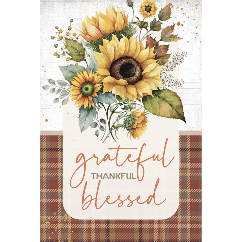 " Grateful Thankful Mini Blessings Wood Plaque "