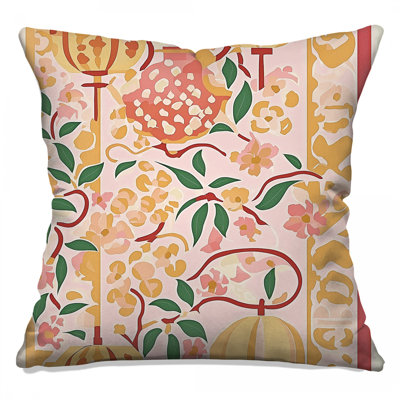 Lanterns Throw Pillow, Floral Double Sided Pillows