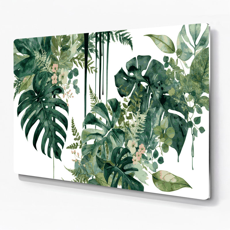 «Botanical Botanical Collage», art mural en métal vert