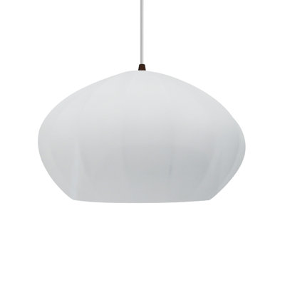 Radiance - Oval Fluted 1-Light Pendant - Gloss White - Dark Bronze - Dedicated LED - White Cord