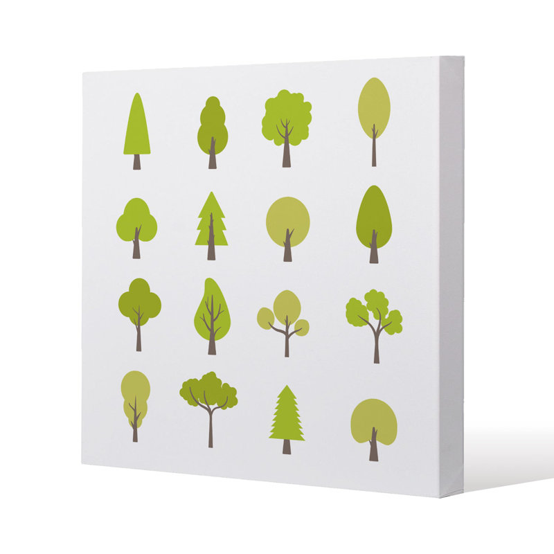 Tree Illustrations Slim Style Canvas Print, 15mm Slim Real wood., 90 cm H x 90 cm W