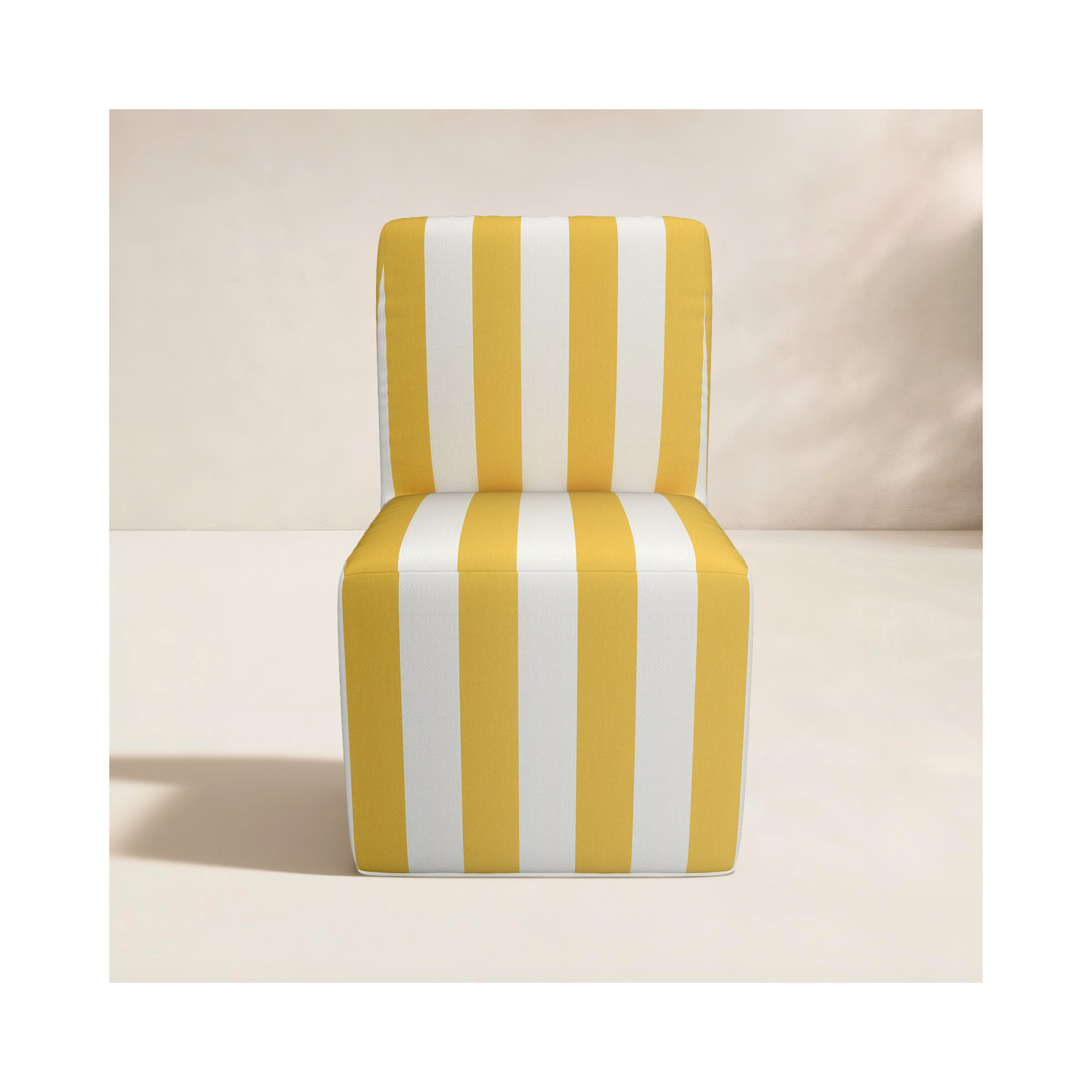 Eliana Sunbrella® Patio Dining Chair, Sail Away Sunflower with Cabana Stripe