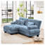 Canapé modulaire en chenille bleu, canapé rembourré 2 places avec repose-pieds convertible et coussins décoratifs pour le salon-124689336