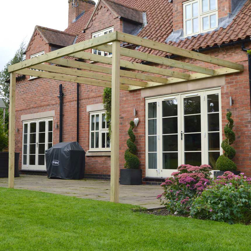 Randi Manufactured Wood Pergola, Light Green, 256cm H x 480cm W x 480cm D