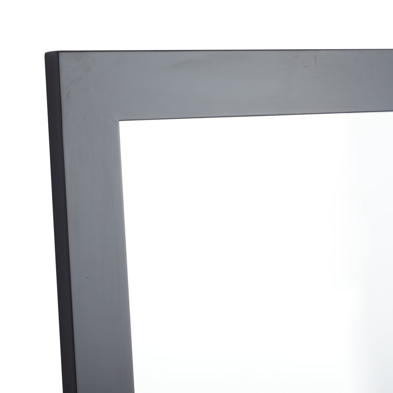 Wooden Minimalistic Rectangle Wall Mirror, Black, 36" x 24"