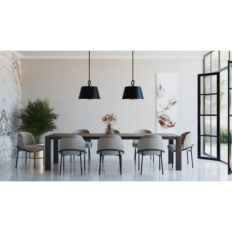 Nouveau luminaire suspendu Elda, H 11,87 po x l 12,37 po x P 12,37 po, Noir mat