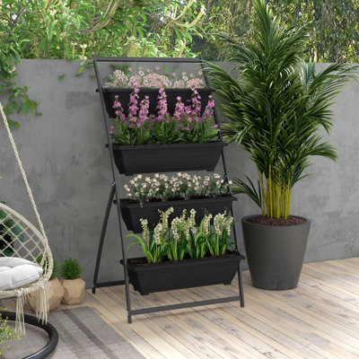 Padon 4-Tier Vertical Raised Garden Bed with 4 Container Boxes