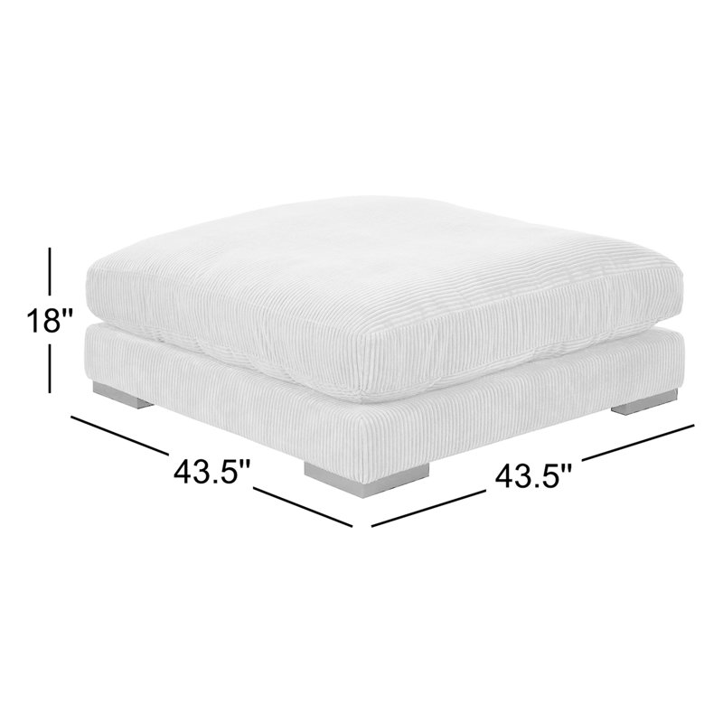 Lonsdale Square Ottoman, Gray Corduroy
