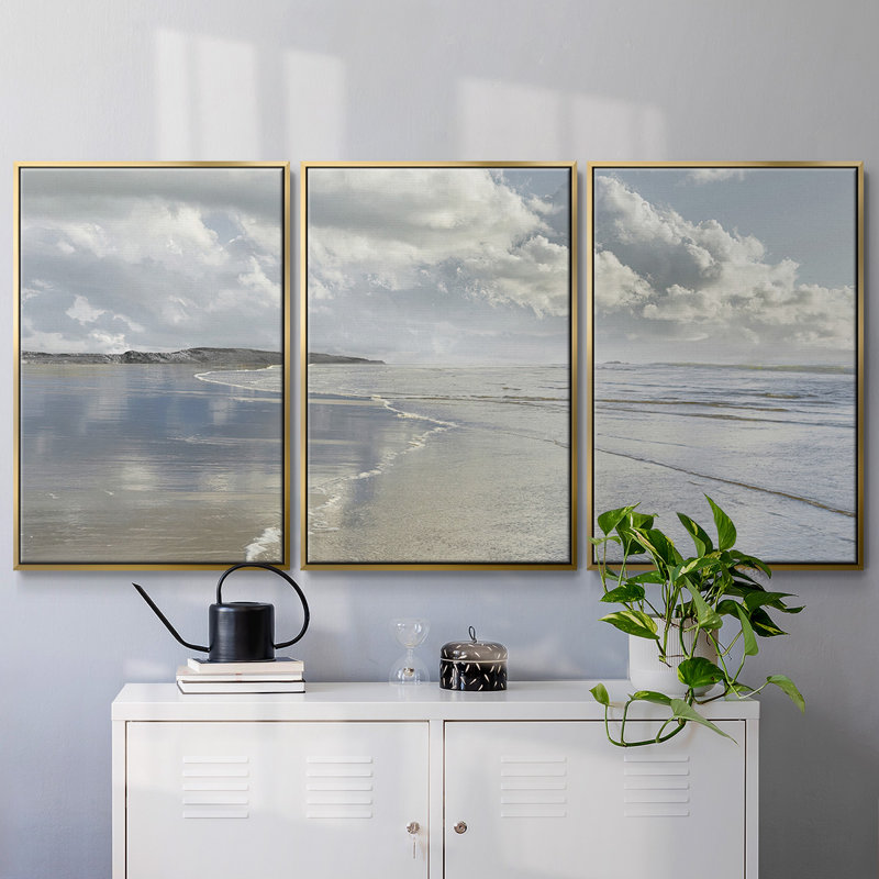 Infinity Beach, reproduction sur toile 3 pièces, H 24 po x l 48 po x P 2 po, Or