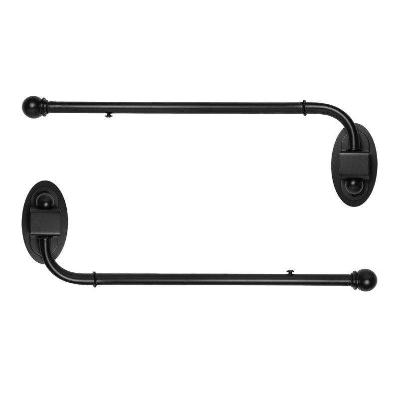 Leasie Adjustable Single Curtain Rod, Black