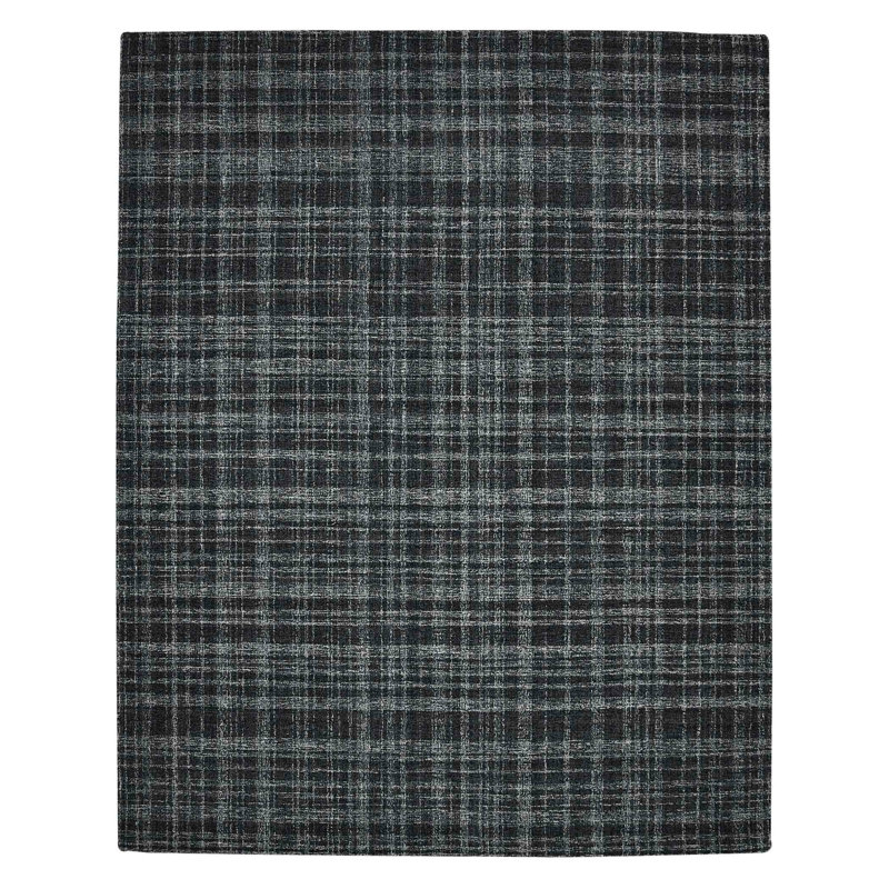 Tapis gris anthracite en laine touffeté à la main Ohan, Rectangle 8 pi 6 po x 11 pi 6 po