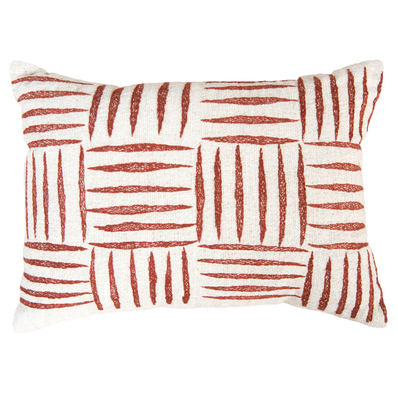 Cotton Poly Blend Throw Pillow, Polyester, Natural/Rust