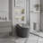 Modern tankless smart toilet with integrated bidet, featuring automatic flushing, automated lid opening/closing, heated seat, warm water washing and drying, and a foam shield function, in matte grey and white.-124208955