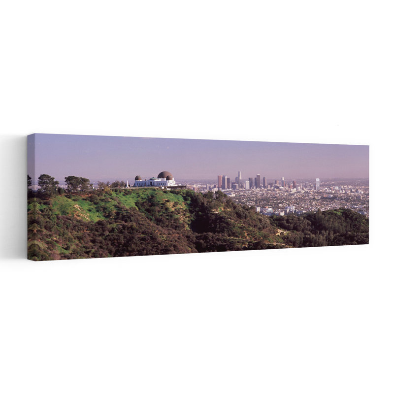 Observatory On A Hill With Cityscape In The Background Griffith Park Observatory Los Angeles California USA by Dan Merkel - Wrapped Canvas Panoramic Print