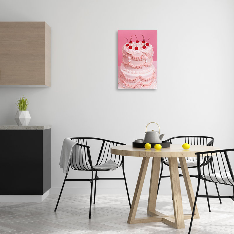 «Pink Cherries Cake», art mural par Lish Creative, H 24 po x l 16 po