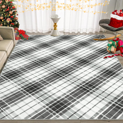 Striped Machine Washable Rugs Geometric Modern Non-Slip Rug for Living Room Bedroom Nursery Dining Table Bedside Decor