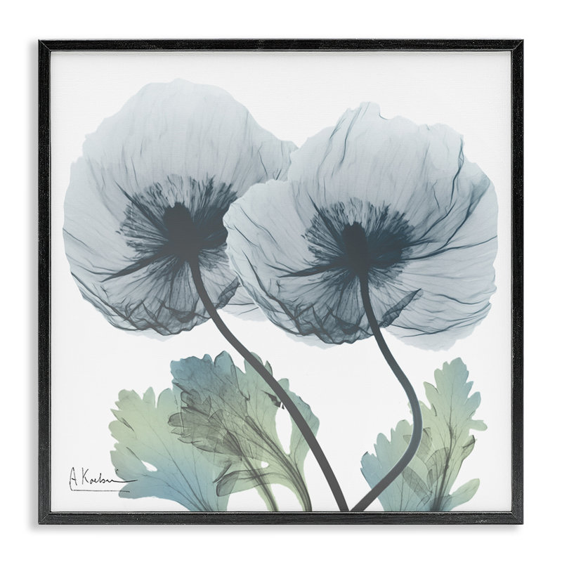 «Double Modern Flower Blossoms», giclée par Albert Koetsier, Giclée encadrée noir minuit, H 12 po x l 12 po