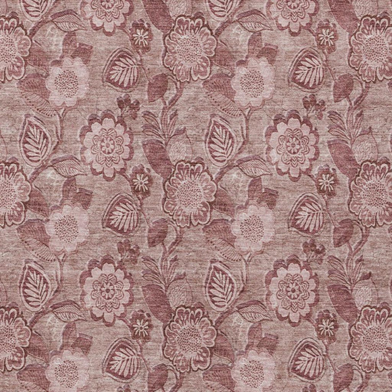 Tapis intérieur lavable floral 10 pi x 14 pi rosé et rose