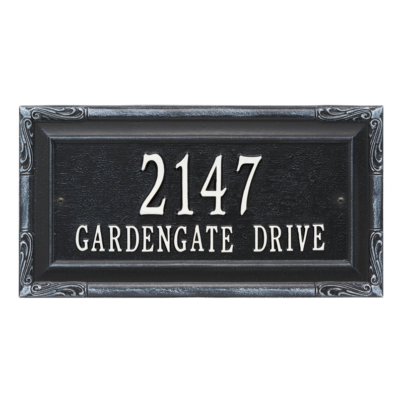 Plaque d'adresse murale sur 2 lignes Gardengate, Noir / blanc, Oui
