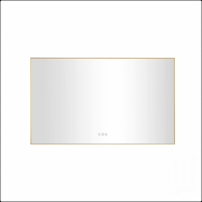 Meuble-lavabo à DEL à miroir avec rétro-éclairage, grand miroir mural réglable, Doré
