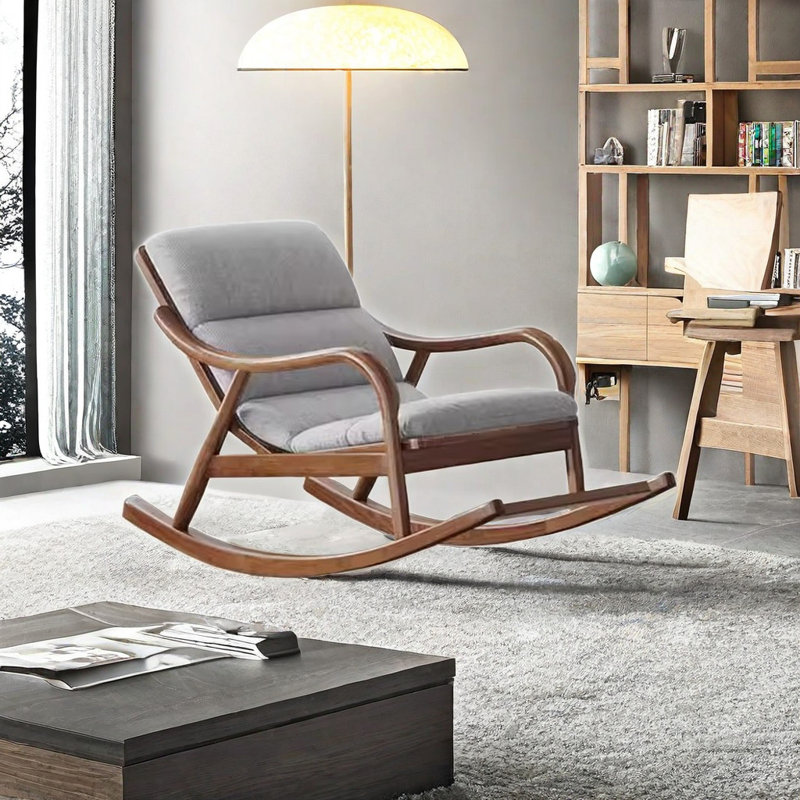 Chaise berçante en bois massif Nordic, Gris