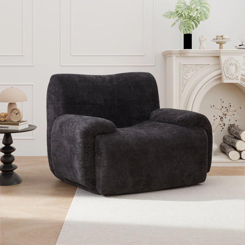 42" Modern Upholstered Oversized Compression Accent Chair, Black
