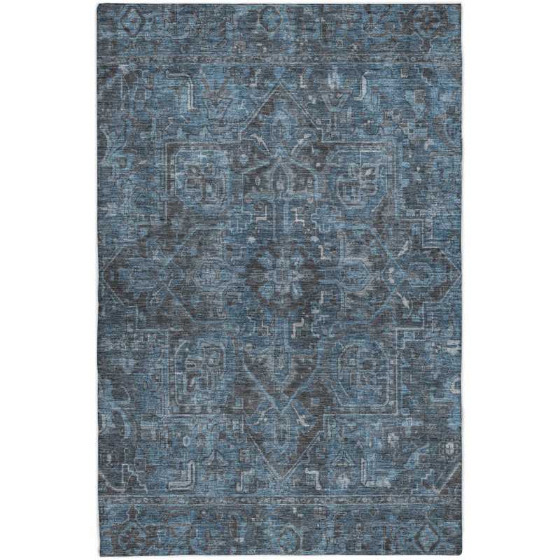 Premium Machine Washable Dream Shag ADS571 Oriental Rug, 3' x 5', Navy