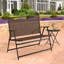Causeuse de patio pour 2 personnes avec dossier en tissu et accoudoirs en métal Ebern Designs