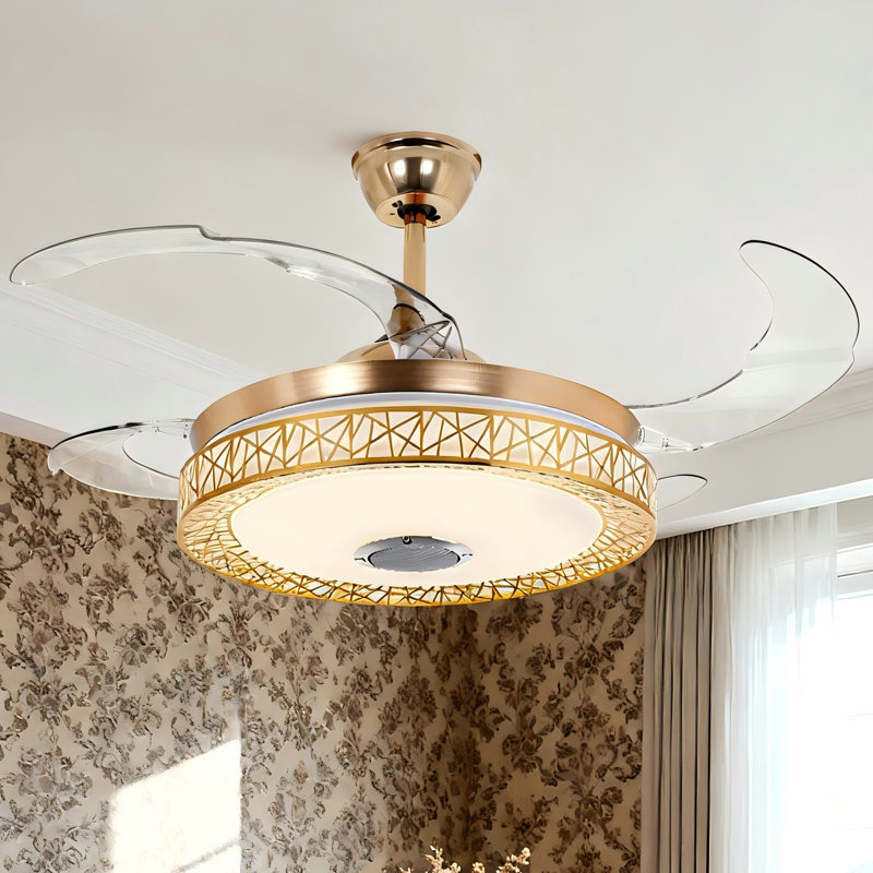 Ventilateur de plafond moderne 42 "avec lumière et télécommande, haut-parleur Bluetooth
