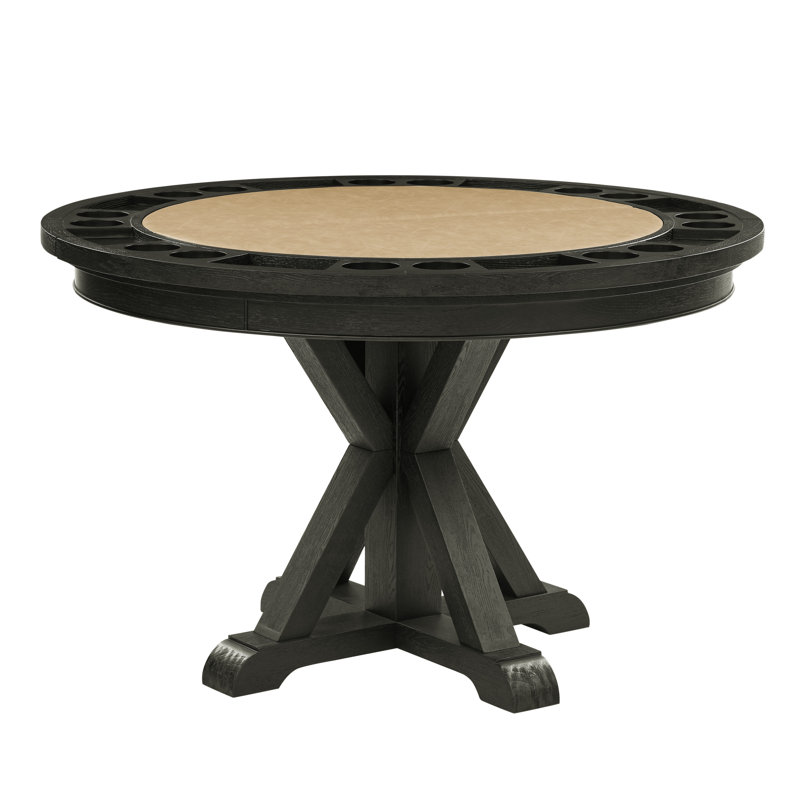 48" Black Oak Veneer Round Rustic Dining Table