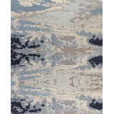 Nuage Wool Abstract Area Rug in Navy/Blue/Taupe