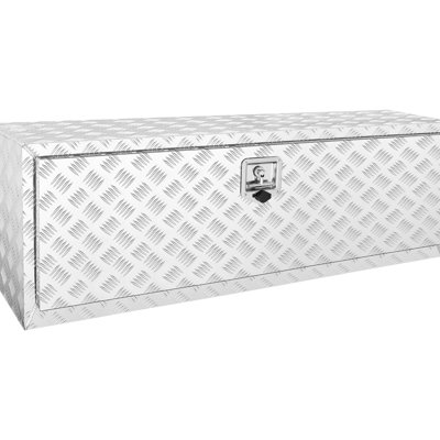 Boîte de rangement robuste pour camion en aluminium 48 po 17 po 18 po, verrouillable avec loquet à poignée en T, garde les articles au sec, convient aux camions et aux remorques Boîte à outils 48 po 17 po 18 po, aluminium, clés de verrouillage
