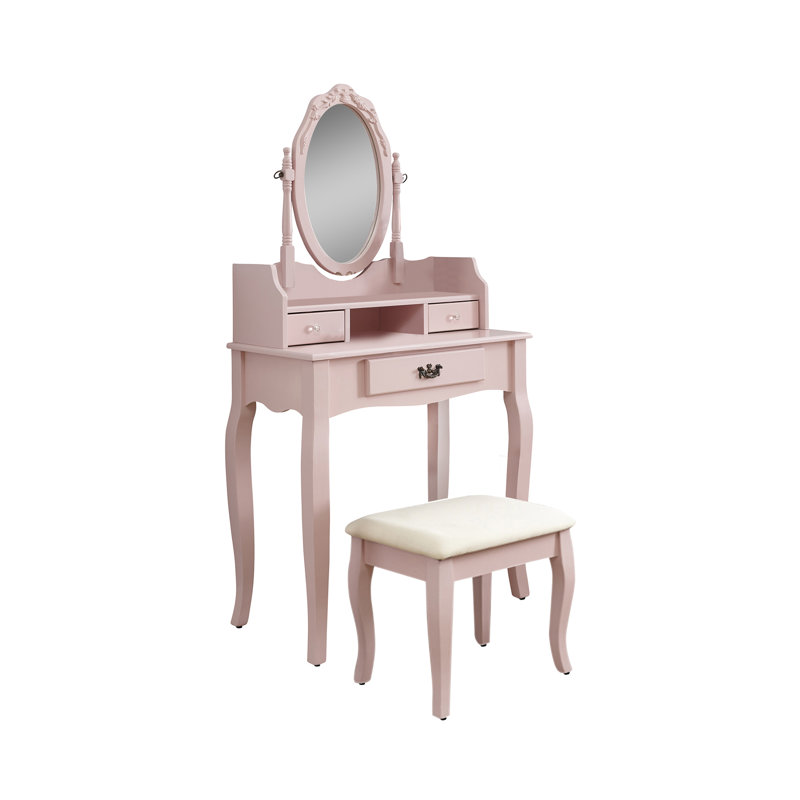 Arnold Dressing Table with Mirror, Dusty Pink