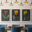 «Midnight Tulip IV», ensemble de 3 peintures sur toile encadrées-1117917255-1117917249