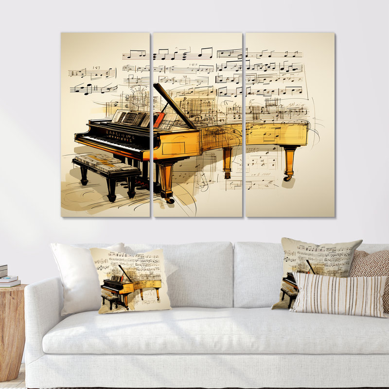 Acushnet - Ensemble de reproductions d'art mural piano, H 28 po x l 36 po x P 1 po, Toile tendue