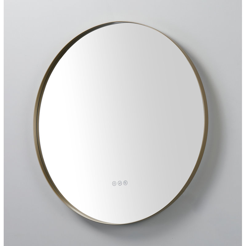 Shell LED Mirror, Gold, Round, 35.43" x 35.43"