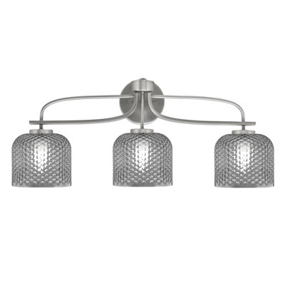 Cavella 3 Light Bath Bar Shown With 6" Smoke Textured Glass