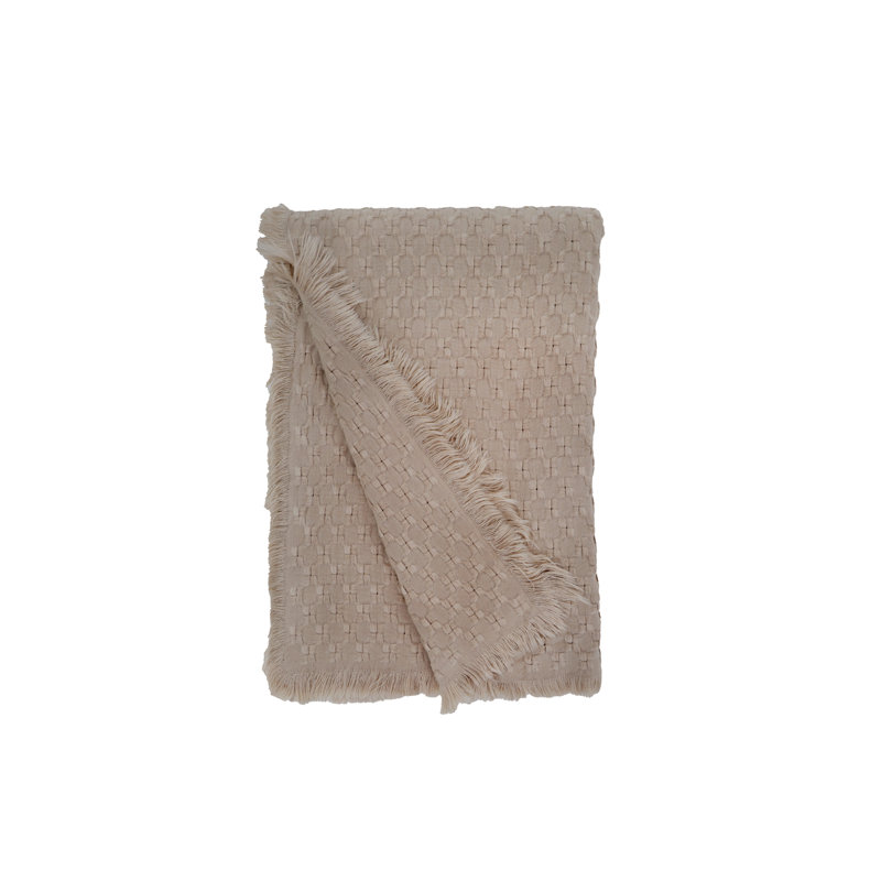 Delphine Hand Woven Throw Blanket, Taupe