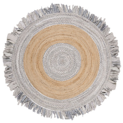 Tapis en coton / jute tissé à la main gris clair / naturel Colson