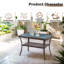 Table basse d'extérieur en osier de patio brun avec plateau en verre-497723400-497723401