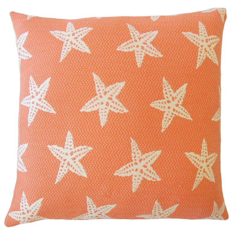 Wilf Geometric Feather Reversible Throw Pillow, 18" x 18", Firecracker