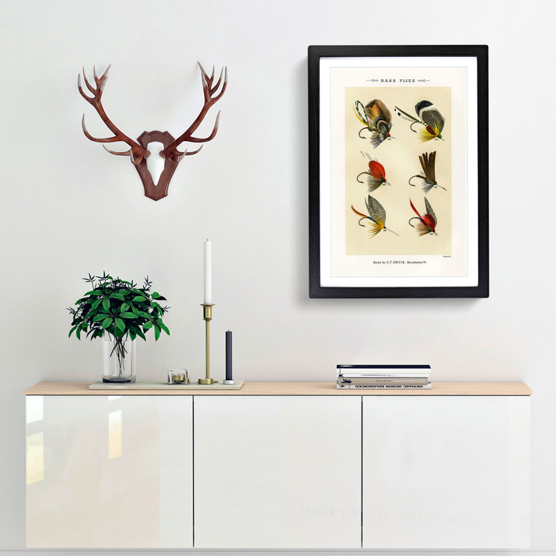 Bass Fishing Flies Versions 8 by Mary Orvis Marbury - Picture Frame Painting Print, 48cm H x 36cm W x 2cm D, Black Framed