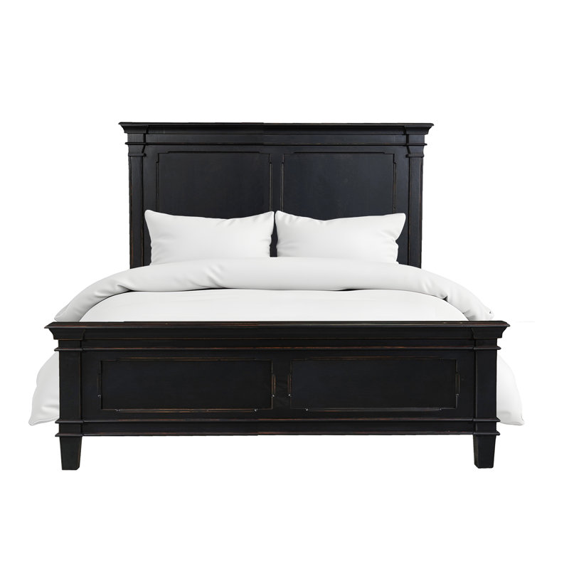 Trento Queen Bed in Distressed Black, Queen