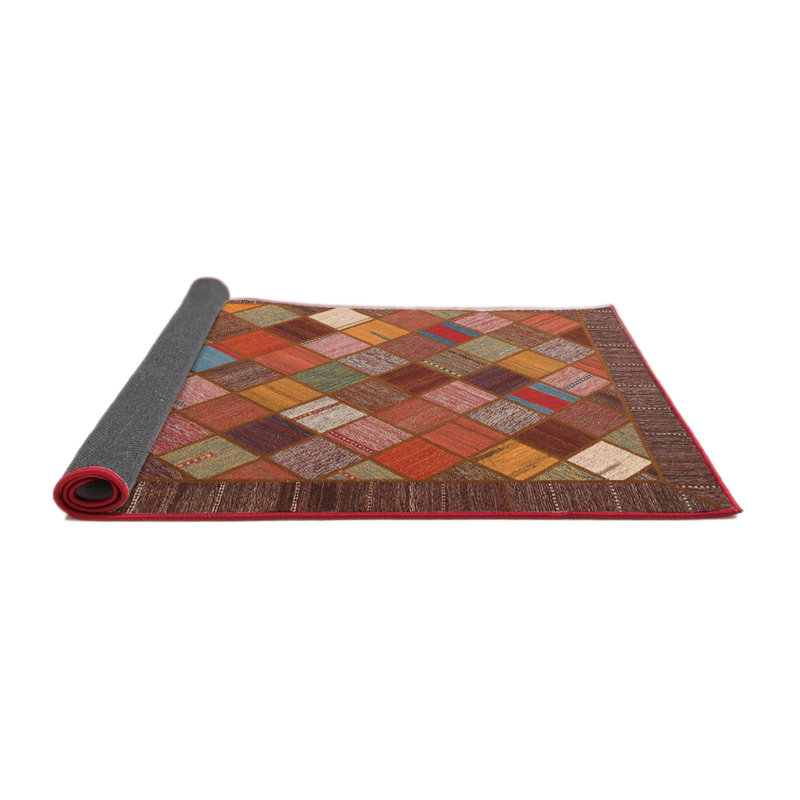 Tapis abstrait brun / rouge cramoisi / noir, Rond 8 pi